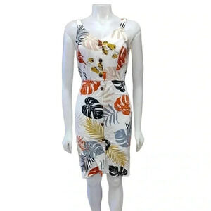 Monteau Linen Blend  Tropical Sleeveless Mini Dress Size Medium